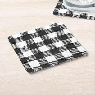 Black Play Buffalo Check Mönster Underlägg Papper Kvadrat