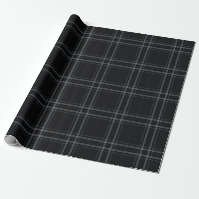 Black Play Tartan Wrapping Papper Presentpapper (Utrullad)
