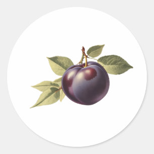 Black Plum med Löv Runt Klistermärke