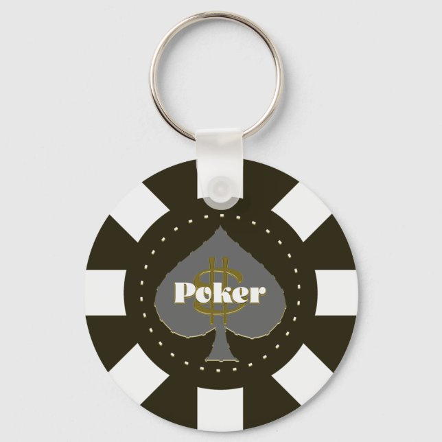 Black Poker Chip Keychain Nyckelring (Framsida)