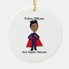 Black Police Toppen Hero Personalize Julgransprydnad Keramik