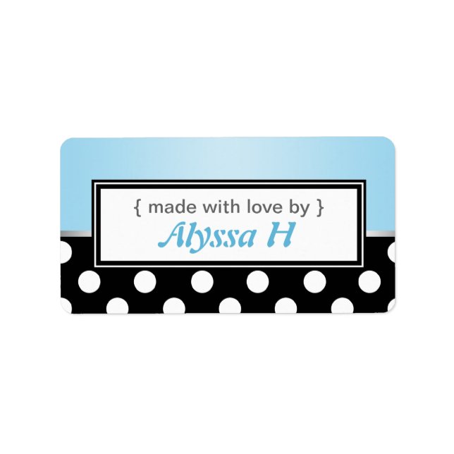 Black Polka Dot Blue Personlig Baking Labels Adressetikett (Framsidan)