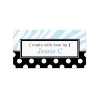 Black Polka Dot Blue Zebra tryck Baking Labels
