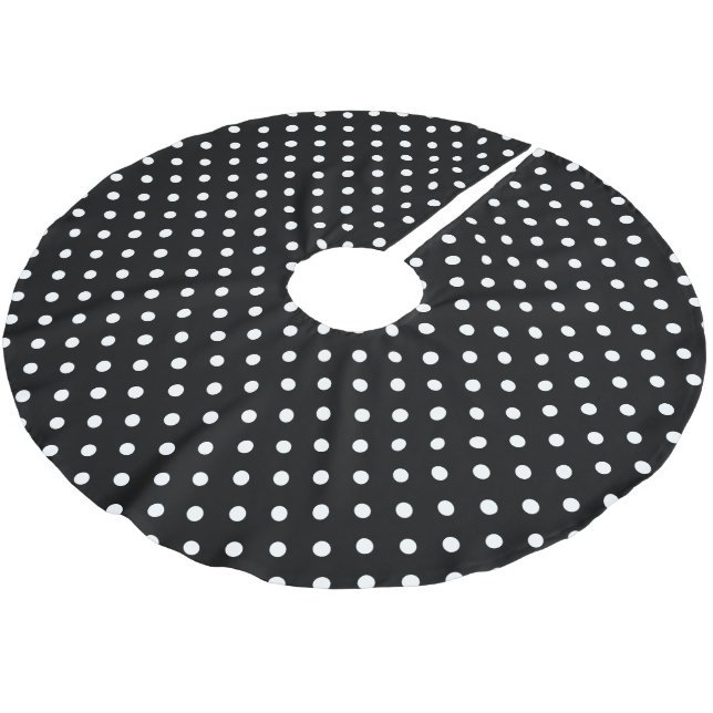 Black Polka Dot Julgransmatta Borstad Polyester (Vinklad)