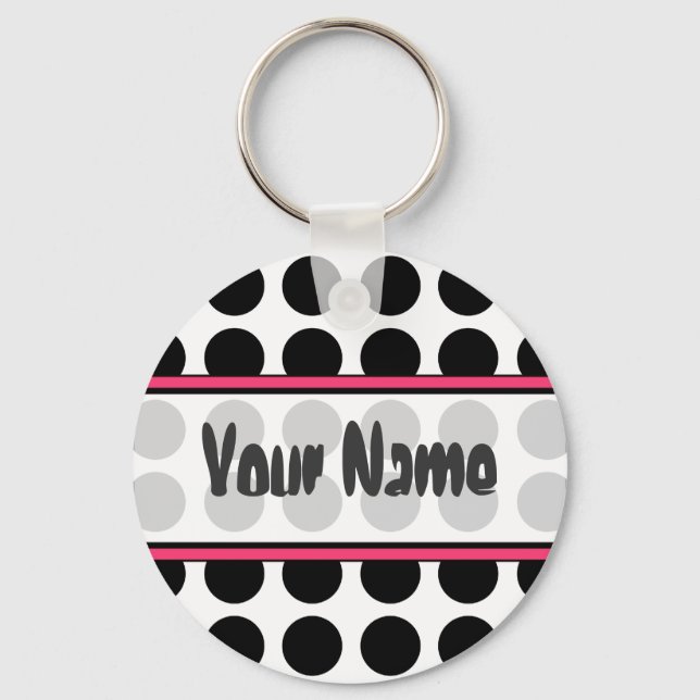 Black Polka Dot Keychain Nyckelring (Framsida)
