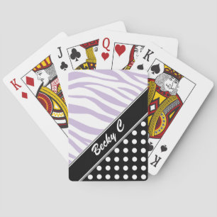 Black Polka Dot Lila Zebra tryck, spelkort