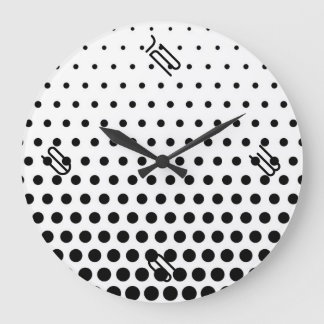 Black Polka Dot Modern White Stor Klocka