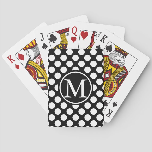 Black Polka Dot Monogram Casinokort (Baksidan)