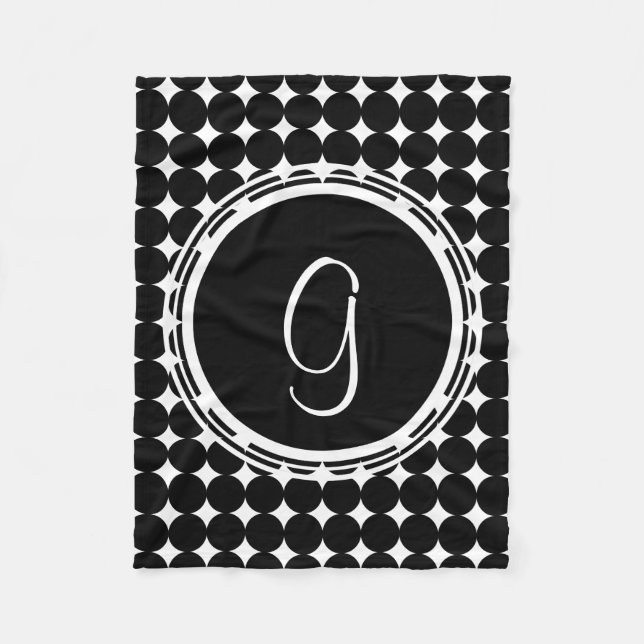 Black Polka Dot Monogram Fleecefilt (Framsidan)