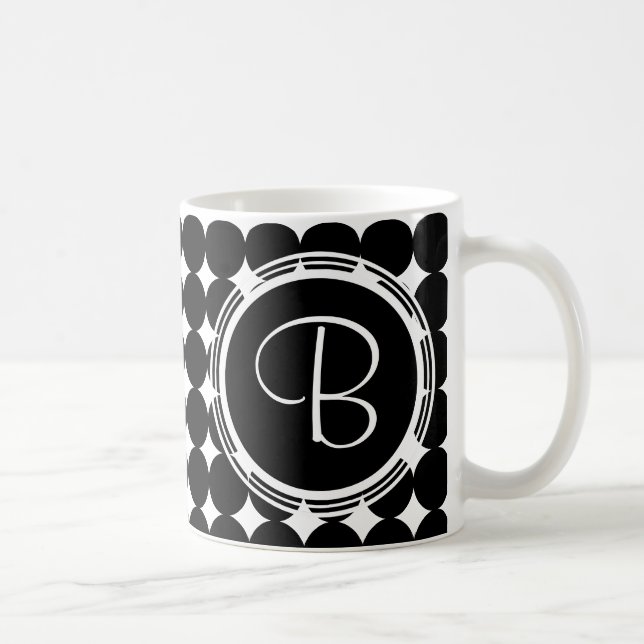 Black Polka Dot Monogram Kaffemugg (Höger)