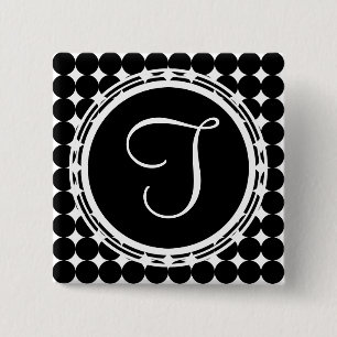 Black Polka Dot Monogram Knapp