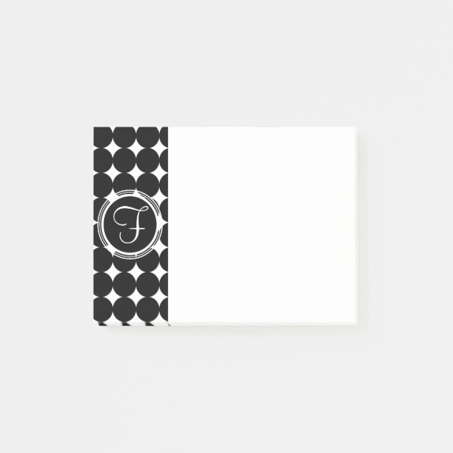 Black Polka Dot Monogram Post-it Block (Framsida)