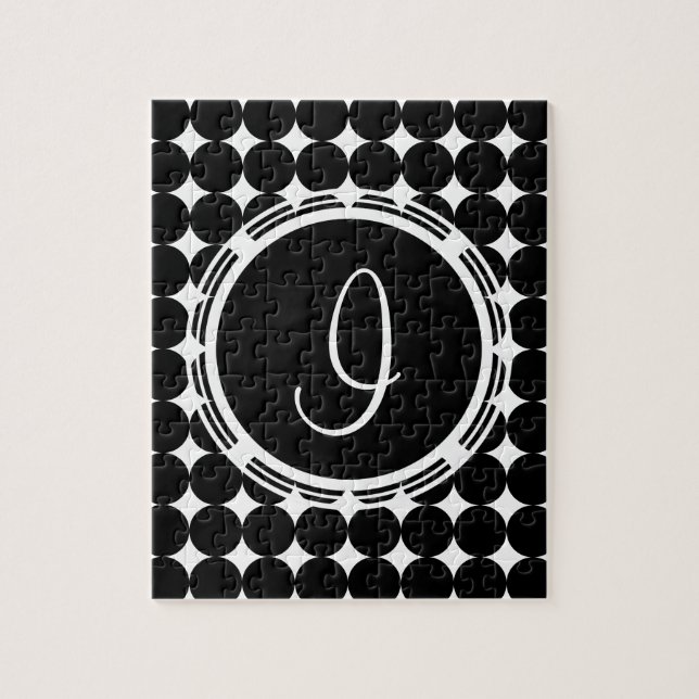 Black Polka Dot Monogram Pussel (Vertikal)