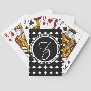 Black Polka Dot Monogram Spel Kort