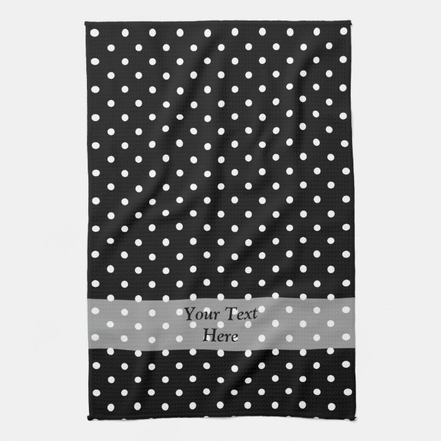 Black polka dot mönster kökshandduk (Vertikal)