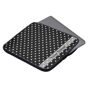 Black polka dot mönster laptop sleeve