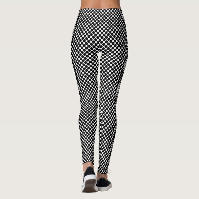 Black Polka Dot Mönster Leggings (Baksida)