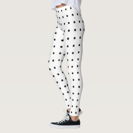 Black Polka Dot Mönster på White Leggings