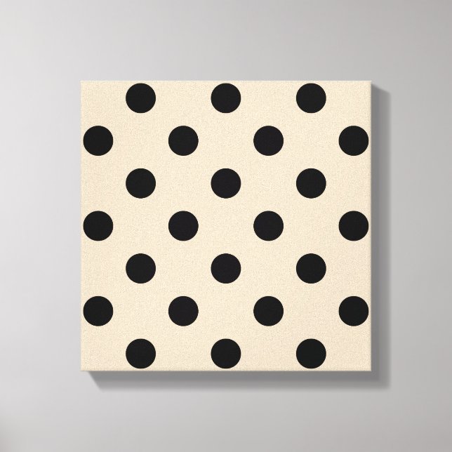 Black Polka Dot Mönster - Tan Canvastryck (Framsida)