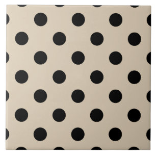 Black Polka Dot Mönster - Tan Kakelplatta