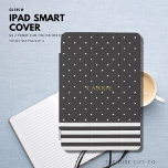 Black Polka Dot Rand iPad Mini Cover Personalize iPad Mini Skydd<br><div class="desc">Gör den här chicen till din egen och anpassa den med ditt namn (i en bras/guld-ton färg).</div>