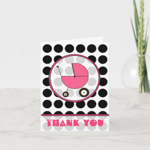 Black Polka Dot/Rosa Baby Carriage Tack Kort