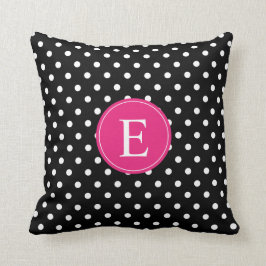 Black Polka Dot Rosa Monogram Kudde