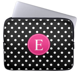 Black Polka Dot Rosa Monogram Laptop Sleeve
