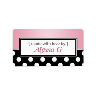Black Polka Dot Rosa Personlig Baking Labels Adressetikett