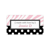 Black Polka Dot Rosa Zebra tryck Baking Labels