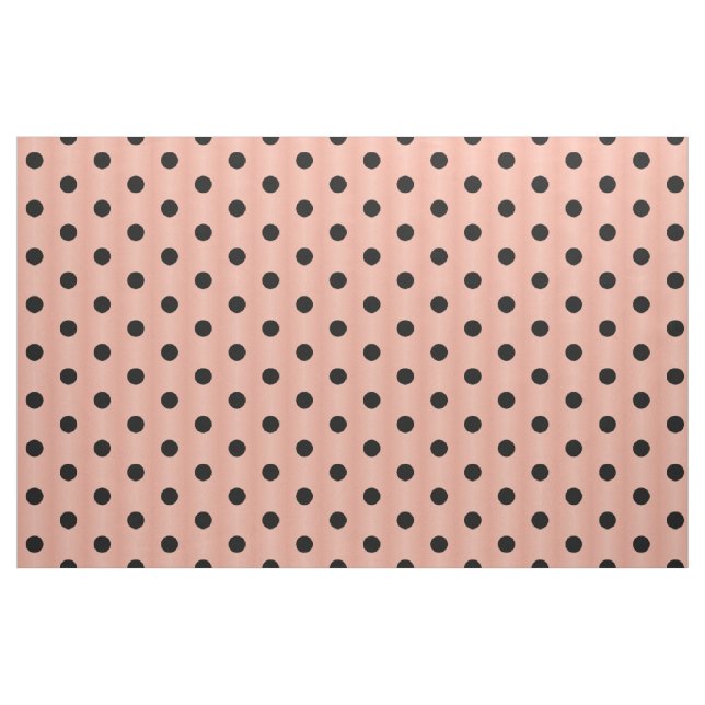 Black Polka Dot Salmon Rosa Tyg (Yard)