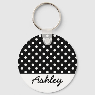 Black Polka dots Anpassningsbar Monogram Nyckelring