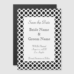 Black Polka dots Anpassningsbar Spara datum magnet