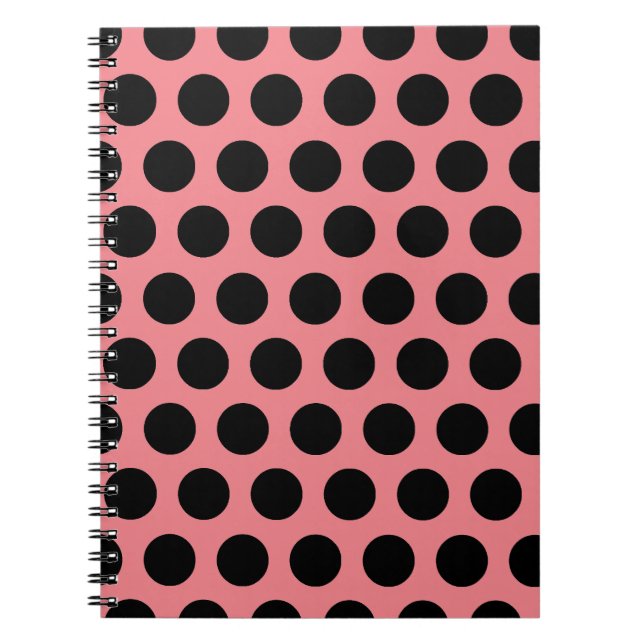 Black Polka dots Anteckningsbok Med Spiral (Framsidan)