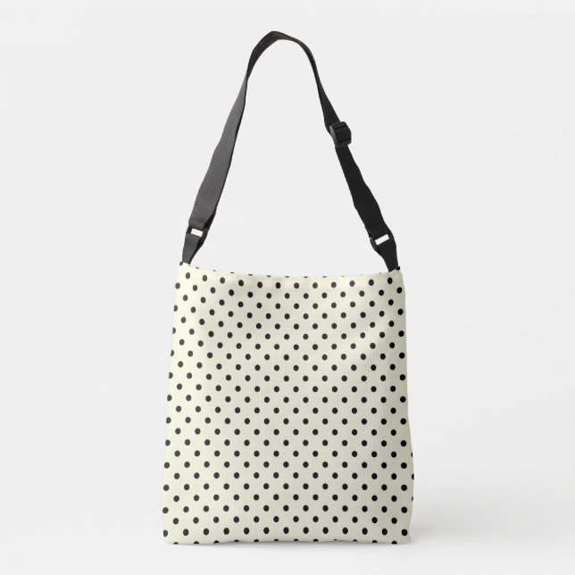 Black polka dots-design på grädde axelväska (Baksida)