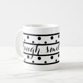 Black Polka dots Laugh Smile Live Quote Kaffemugg