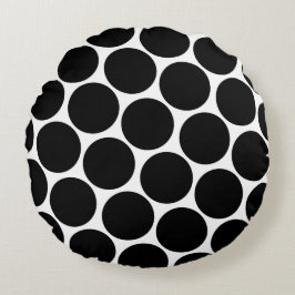 Black Polka dots Mönster Rund Kudde