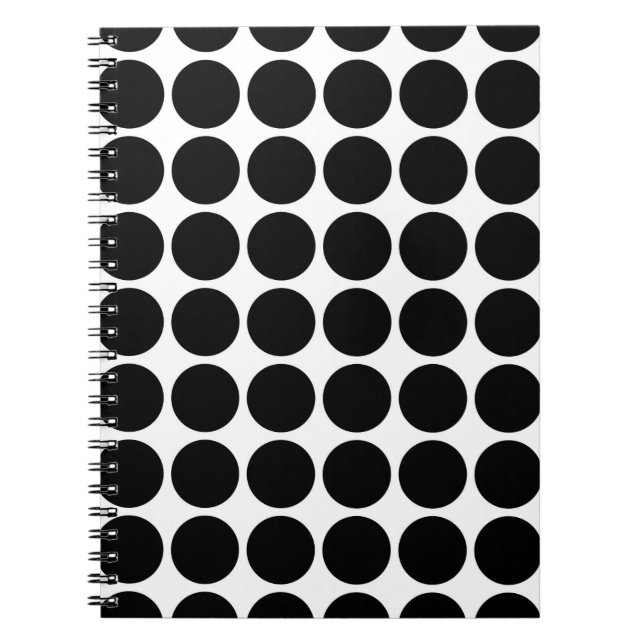 Black Polka dots on White Anteckningsbok Med Spiral (Framsidan)