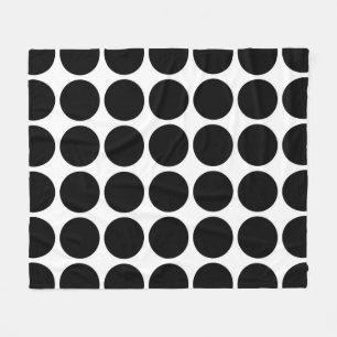 Black Polka dots on White Fleecefilt
