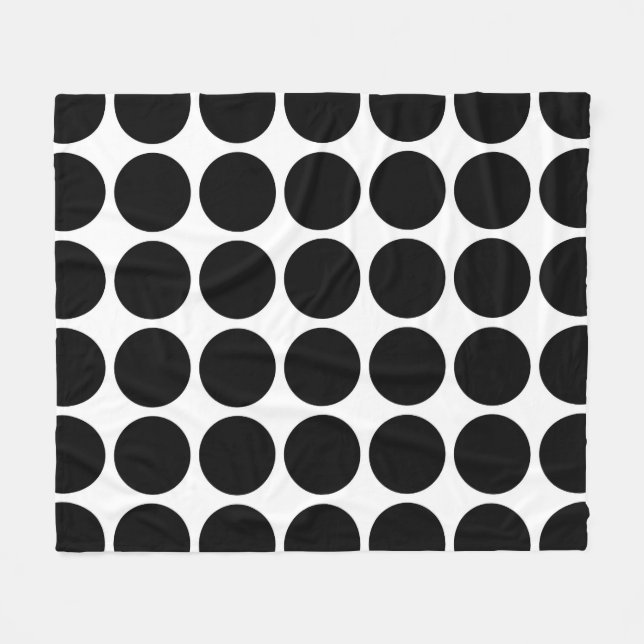 Black Polka dots on White Fleecefilt (Framsidan (Horisontell))