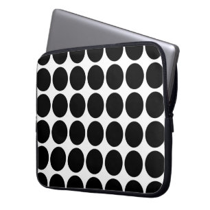 Black Polka dots on White Laptop Sleeve