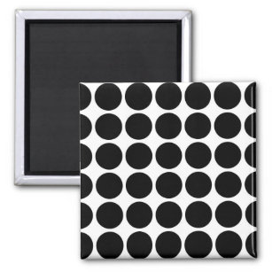 Black Polka dots on White Magnet