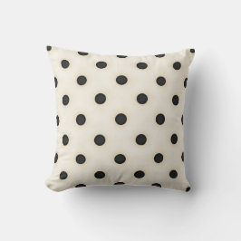 Black Polka dots på Antique White Kudde