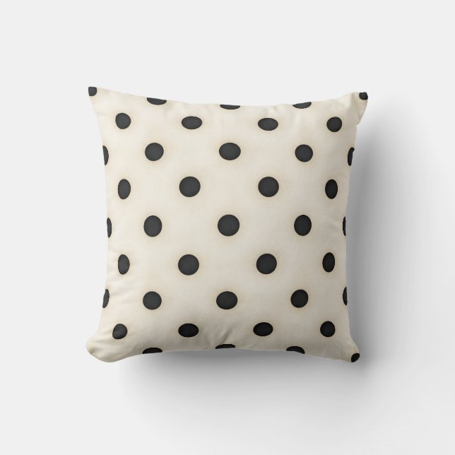 Black Polka dots på Antique White Kudde (Framsida)