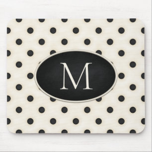 Black Polka dots på Antique White Monogrammed Musmatta