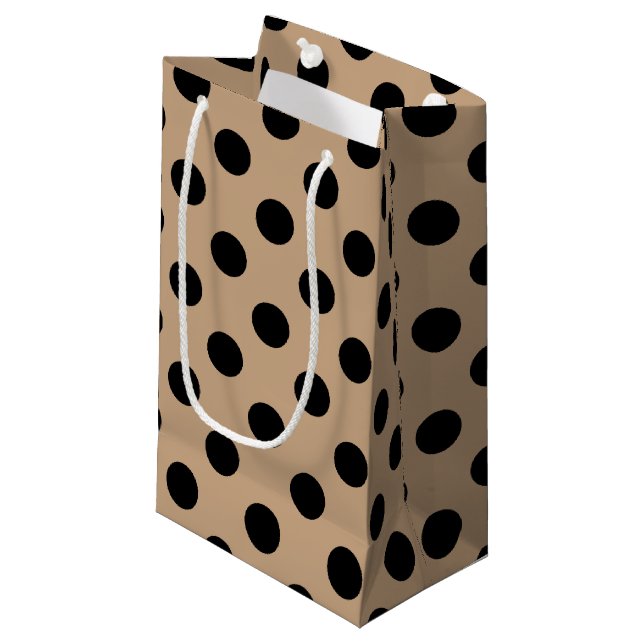 Black polka dots på beige (Framsidan Vinklad)