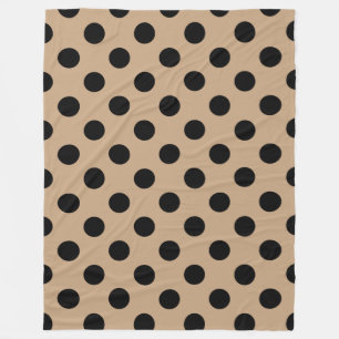 Black polka dots på beige fleecefilt