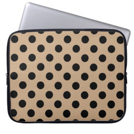 Black polka dots på beige laptop sleeve