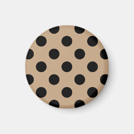 Black polka dots på beige magnet