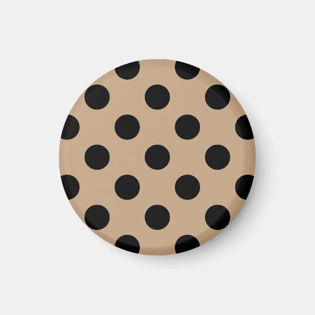 Black polka dots på beige magnet (Framsidan)